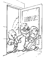 coloriage alvin et les chipmunks a la librairie